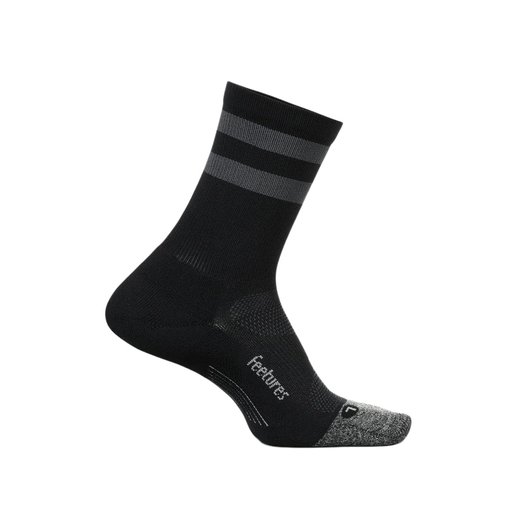 Feetures Elite Light Cushion Mini Crew Apparel Feetures Black High Top Stripe Medium