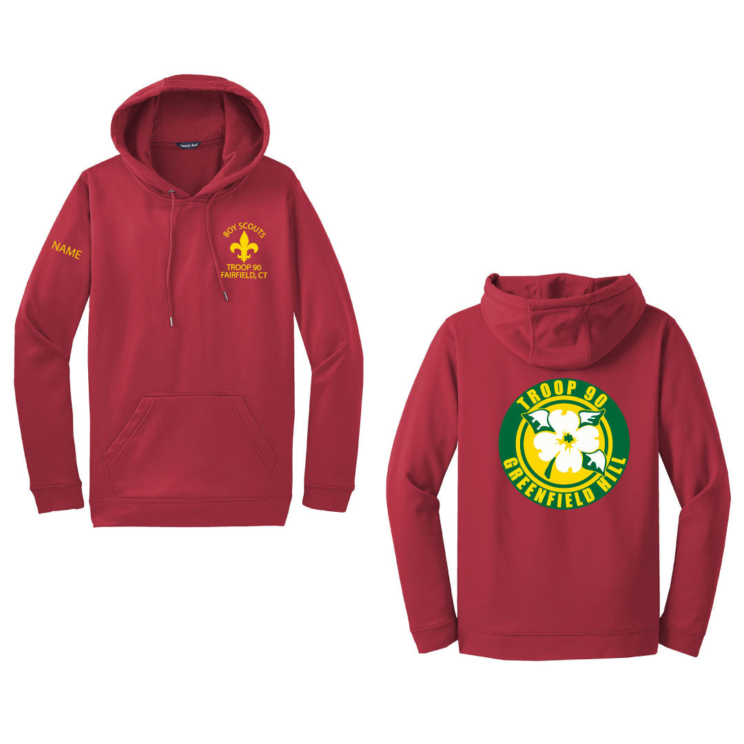 BSA Troop 90 Wicking Fleece Hooded Sweatshirt Logowear BSA Troop 90 Youth S  