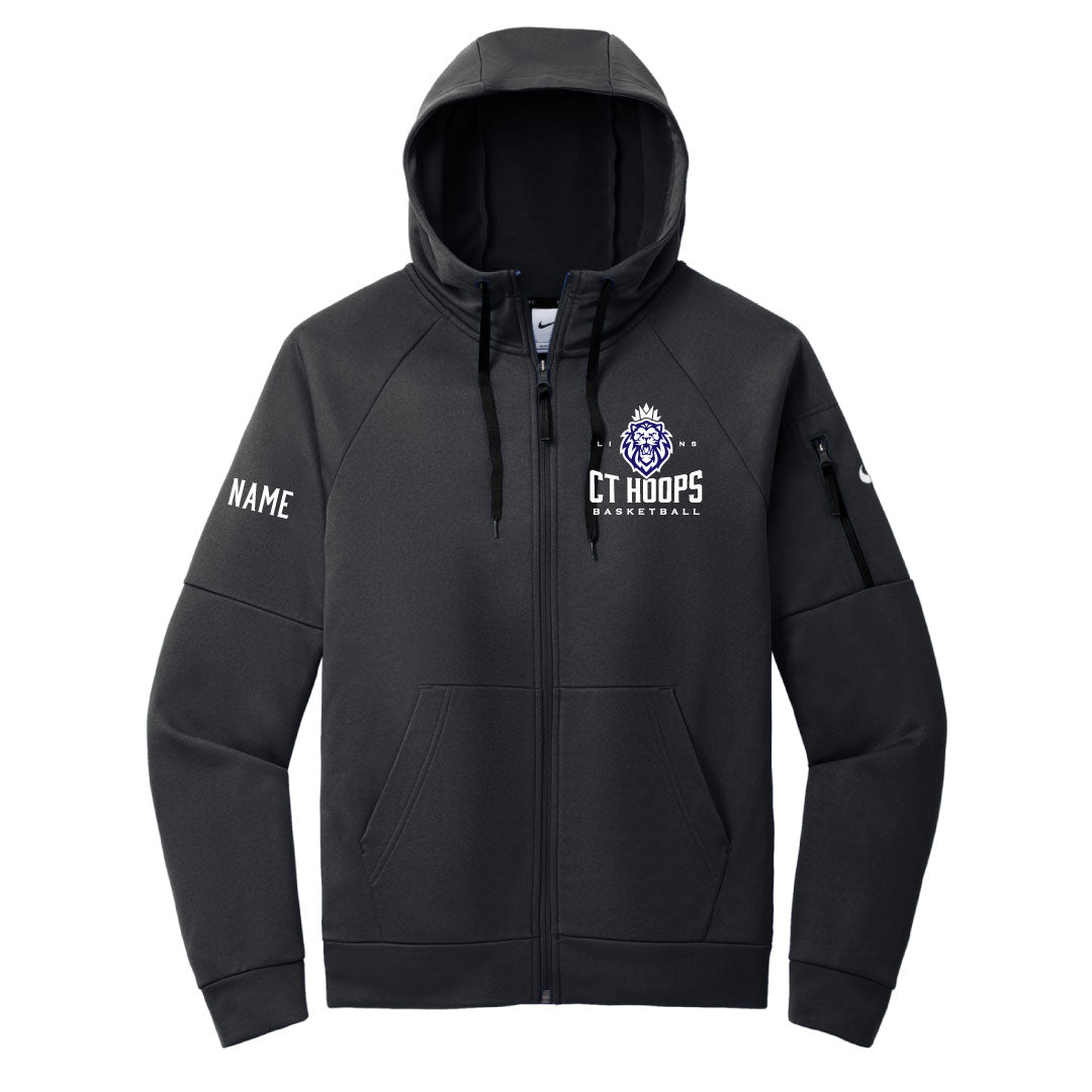 CT Hoops Basketball Nike Therma Fit Full Zip Hooded Sweatshirt Logowear CT Hoops Basketball Black Adult XS