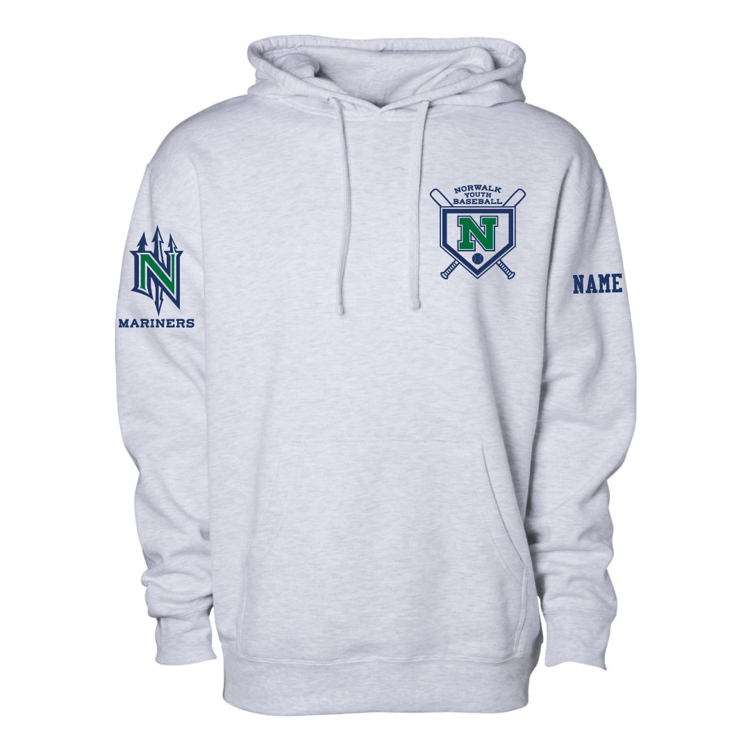 NYB Co Branded Hooded Sweatshirt Logowear Norwalk Youth Baseball Ash Heather Youth S