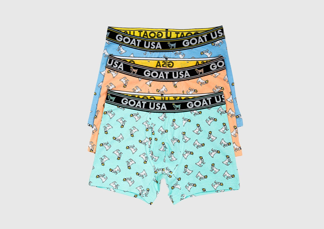 Goat USA Boys' OG Boxer Briefs-3 Pack Apparel Goat USA Carolina Blue/Peach/Mint Boys' Medium 