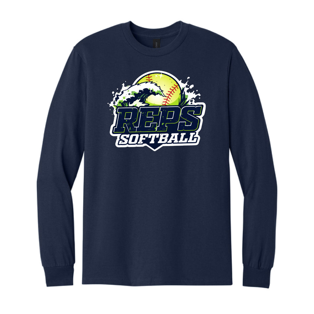 R.E.P.S. Cotton Long Sleeve Logowear R.E.P.S. Navy Adult S