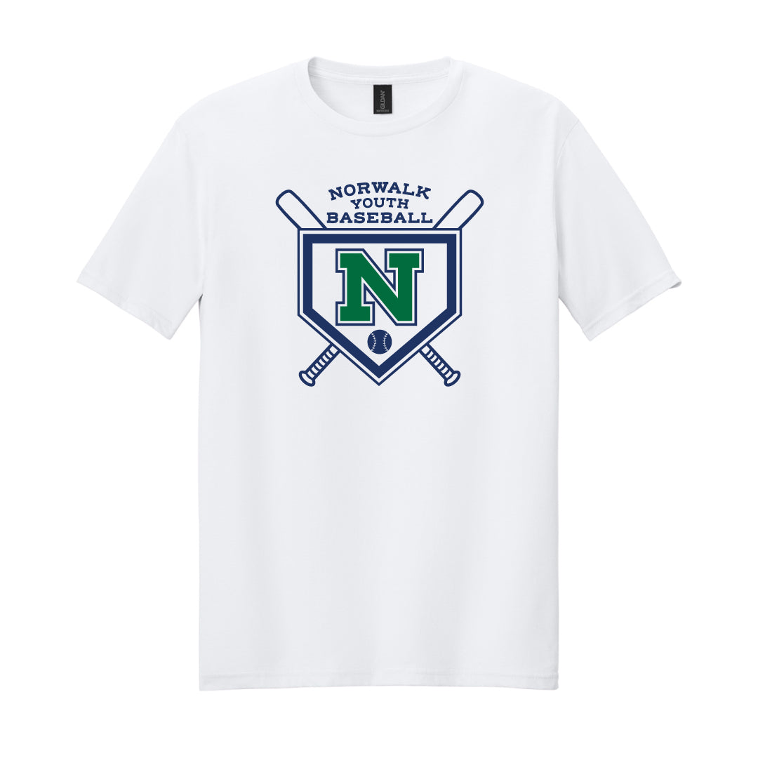 NYB Soft Style Cotton Tee Logowear Norwalk Youth Baseball White Youth S