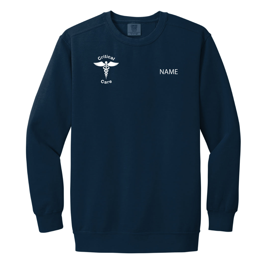 Danbury Hospital Critical Care Comfort Colors Crewneck Sweatshirt Logowear Danbury Hospital Critical Care Critical Care Navy Adult S