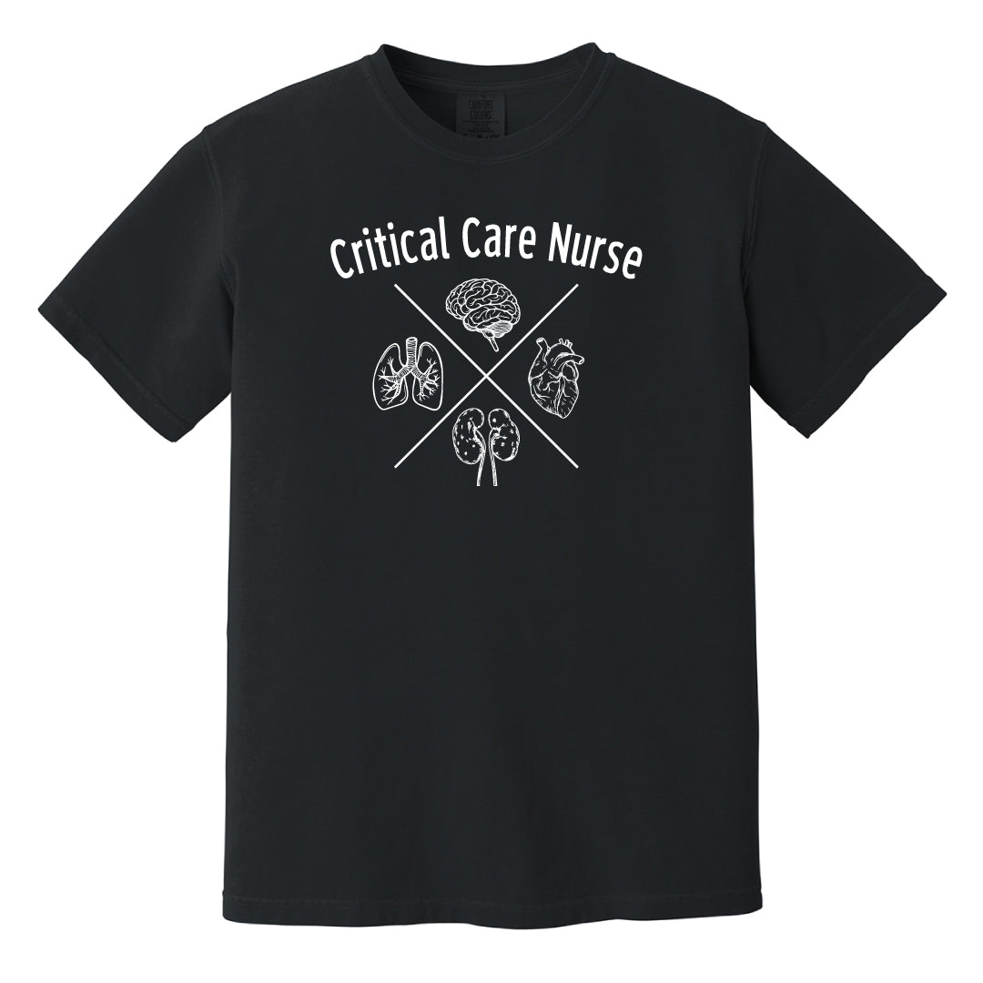 Danbury Hospital Critical Care Comfort Colors Short Sleeve Tee Logowear Danbury Hospital Critical Care Critical Care Nurse Black Adult S