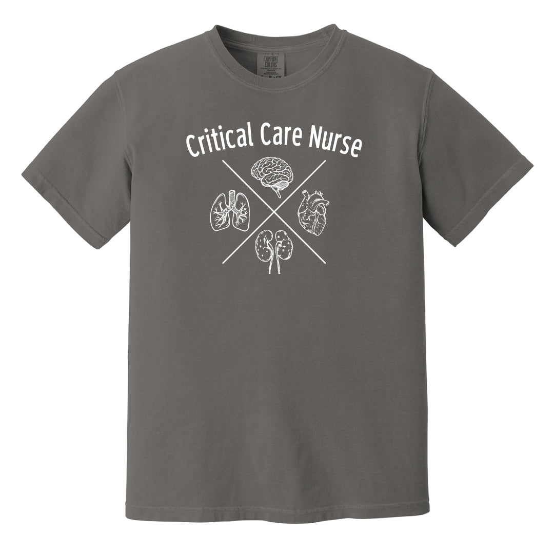 Danbury Hospital Critical Care Comfort Colors Short Sleeve Tee Logowear Danbury Hospital Critical Care Critical Care Nurse Grey Adult S