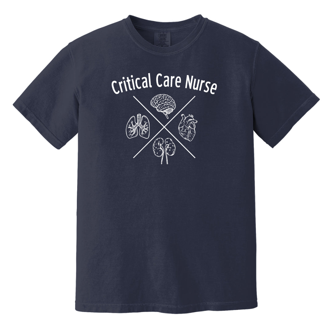 Danbury Hospital Critical Care Comfort Colors Short Sleeve Tee Logowear Danbury Hospital Critical Care Critical Care Nurse Navy Adult S