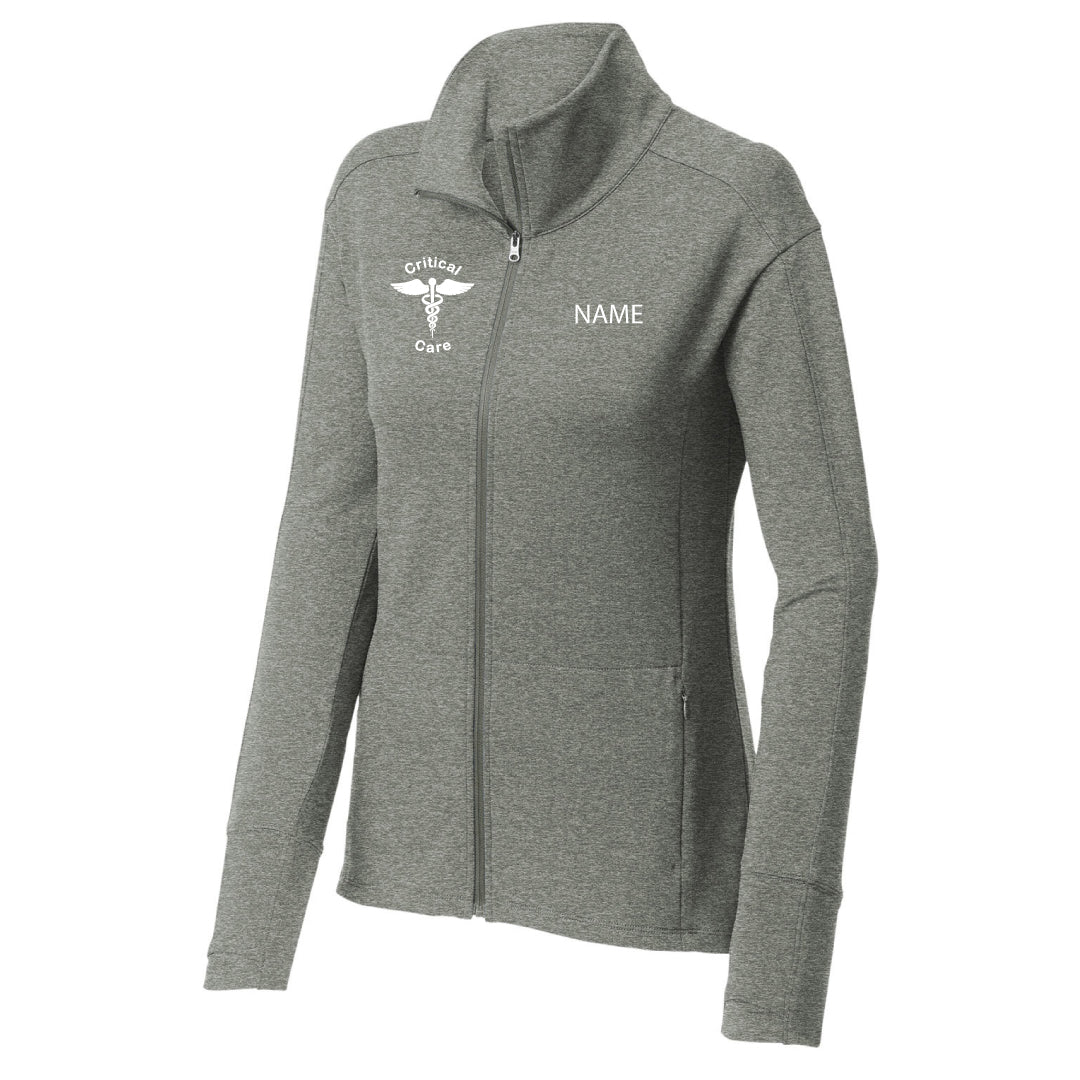 Danbury Hospital Critical Care Wicking Fleece Full Zip Logowear Danbury Hospital Critical Care Critical Care Lt Grey Heather Ladies XS