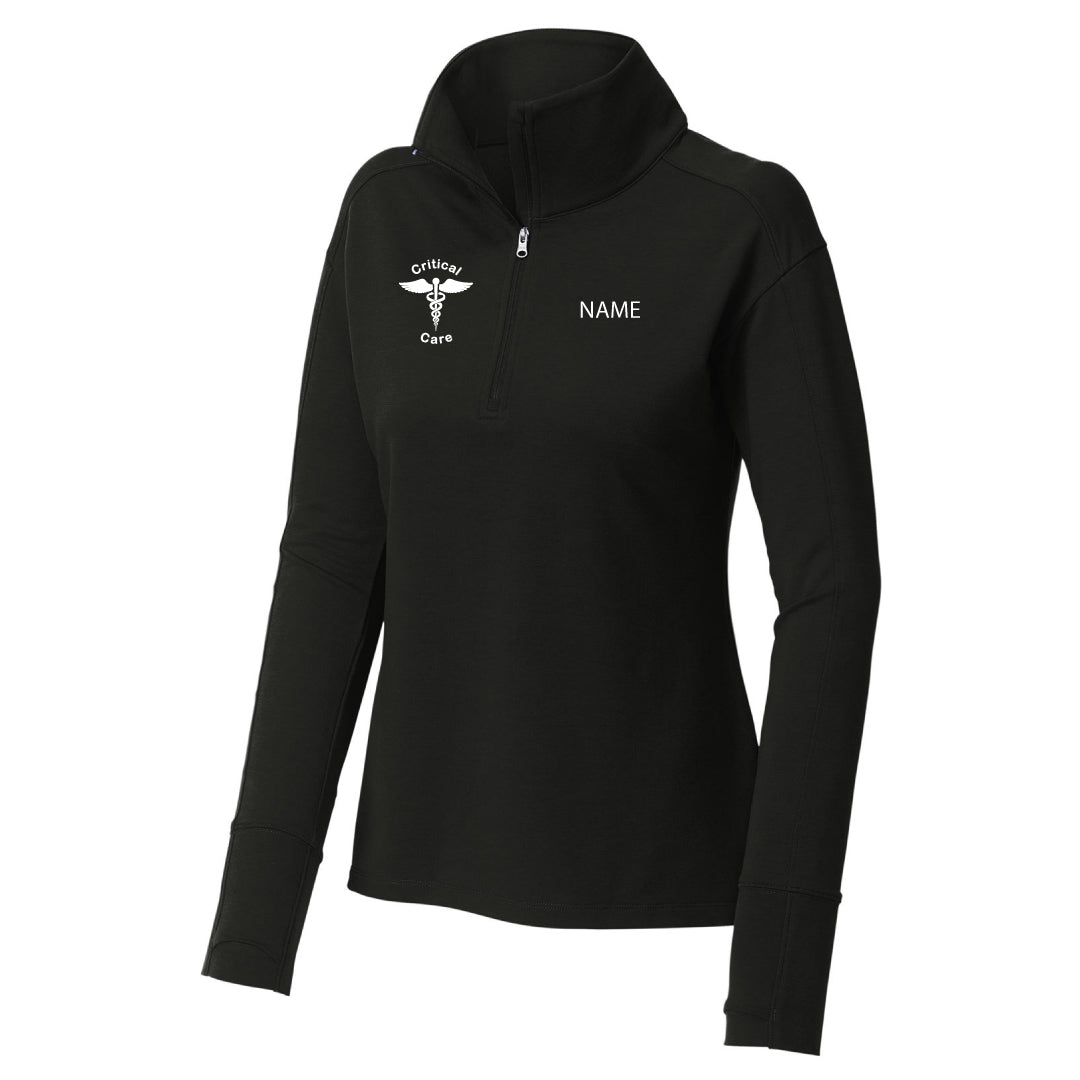 Danbury Hospital Critical Care Wicking Fleece 1/4 Zip Logowear Danbury Hospital Critical Care Critical Care Black Ladies XS