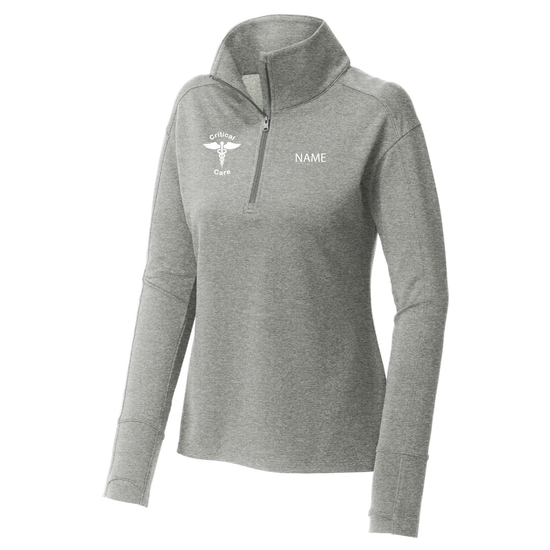 Danbury Hospital Critical Care Wicking Fleece 1/4 Zip Logowear Danbury Hospital Critical Care Critical Care Lt Grey Heather Ladies XS