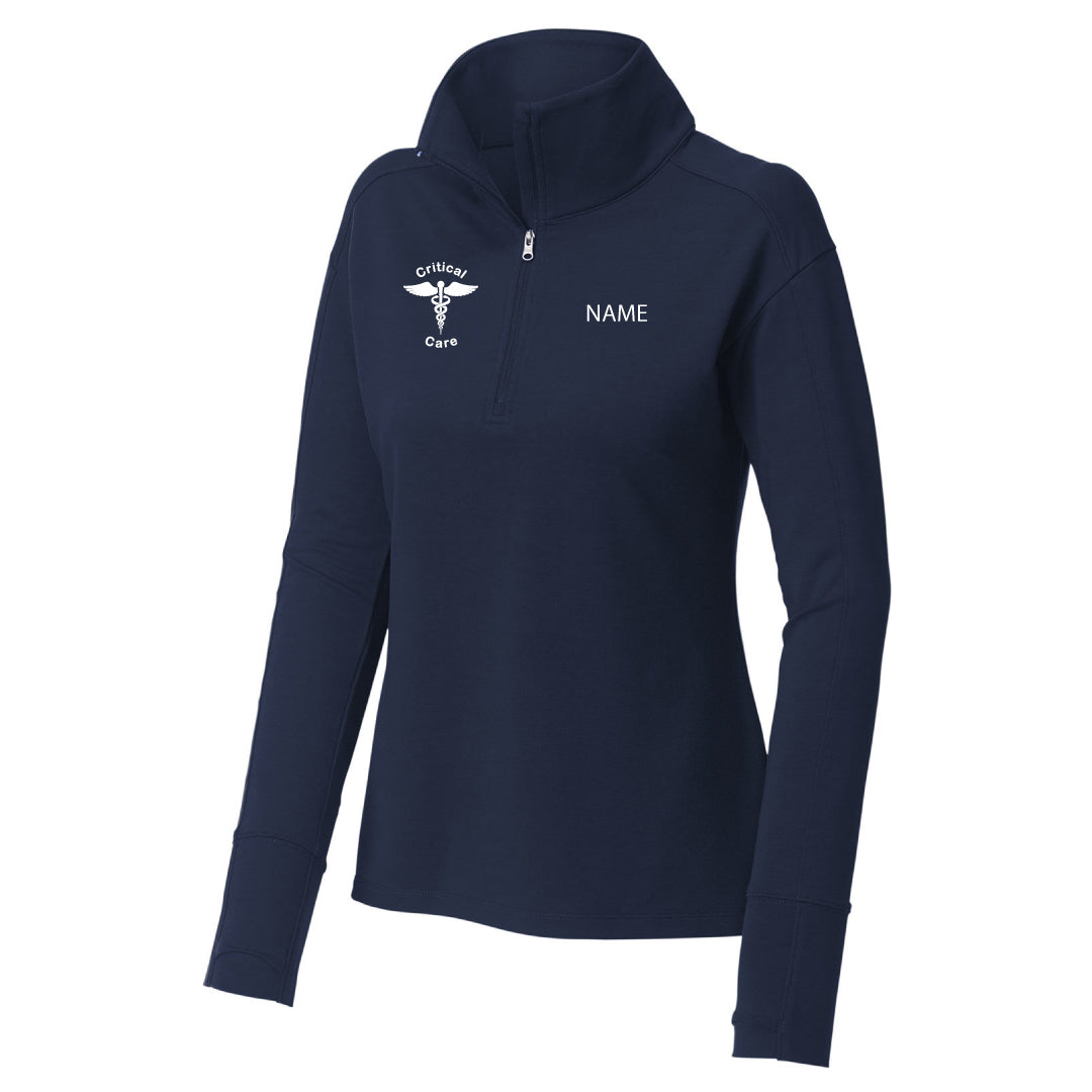 Danbury Hospital Critical Care Wicking Fleece 1/4 Zip Logowear Danbury Hospital Critical Care Critical Care Navy Ladies XS