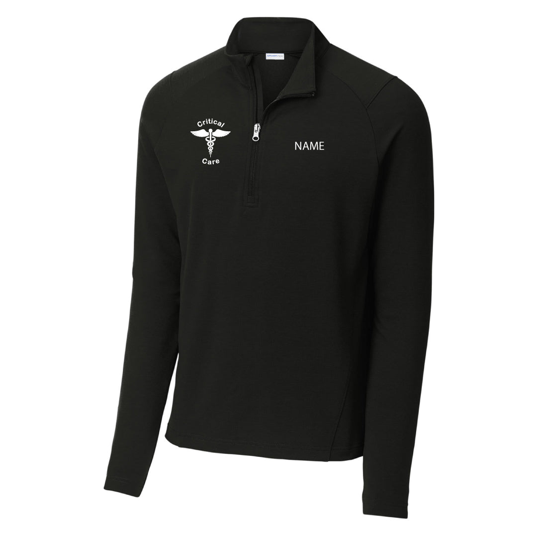 Danbury Hospital Critical Care Wicking Fleece 1/4 Zip Logowear Danbury Hospital Critical Care Critical Care Black Mens XS