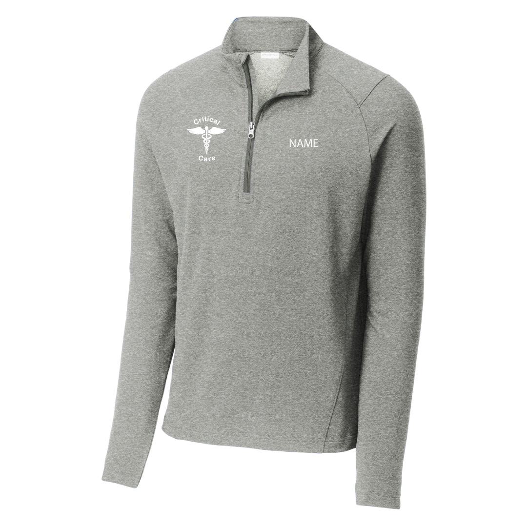 Danbury Hospital Critical Care Wicking Fleece 1/4 Zip Logowear Danbury Hospital Critical Care Critical Care Lt Grey Heather Mens XS