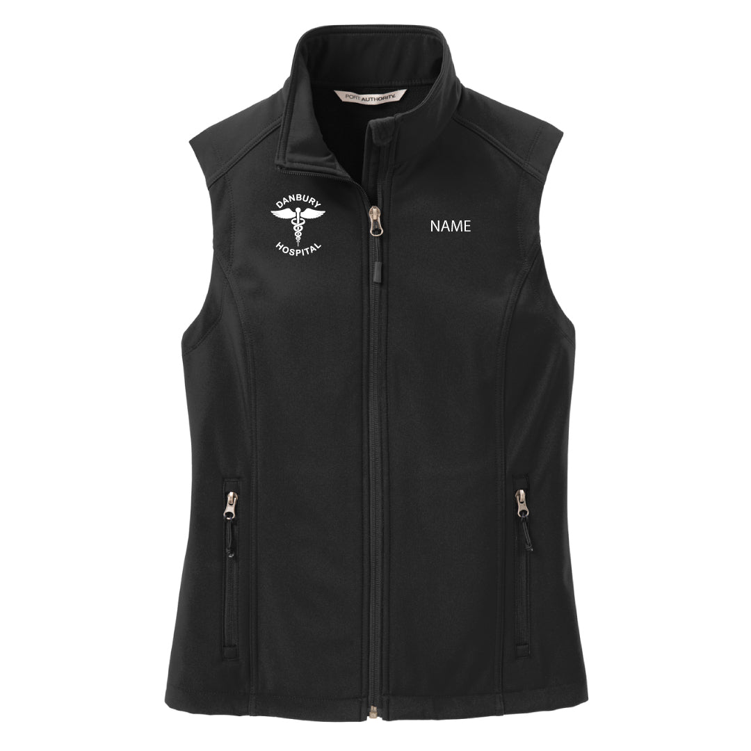 Danbury Hospital Critical Care Soft Shell Vest Logowear Danbury Hospital Critical Care Danbury Hospital Black Ladies XS