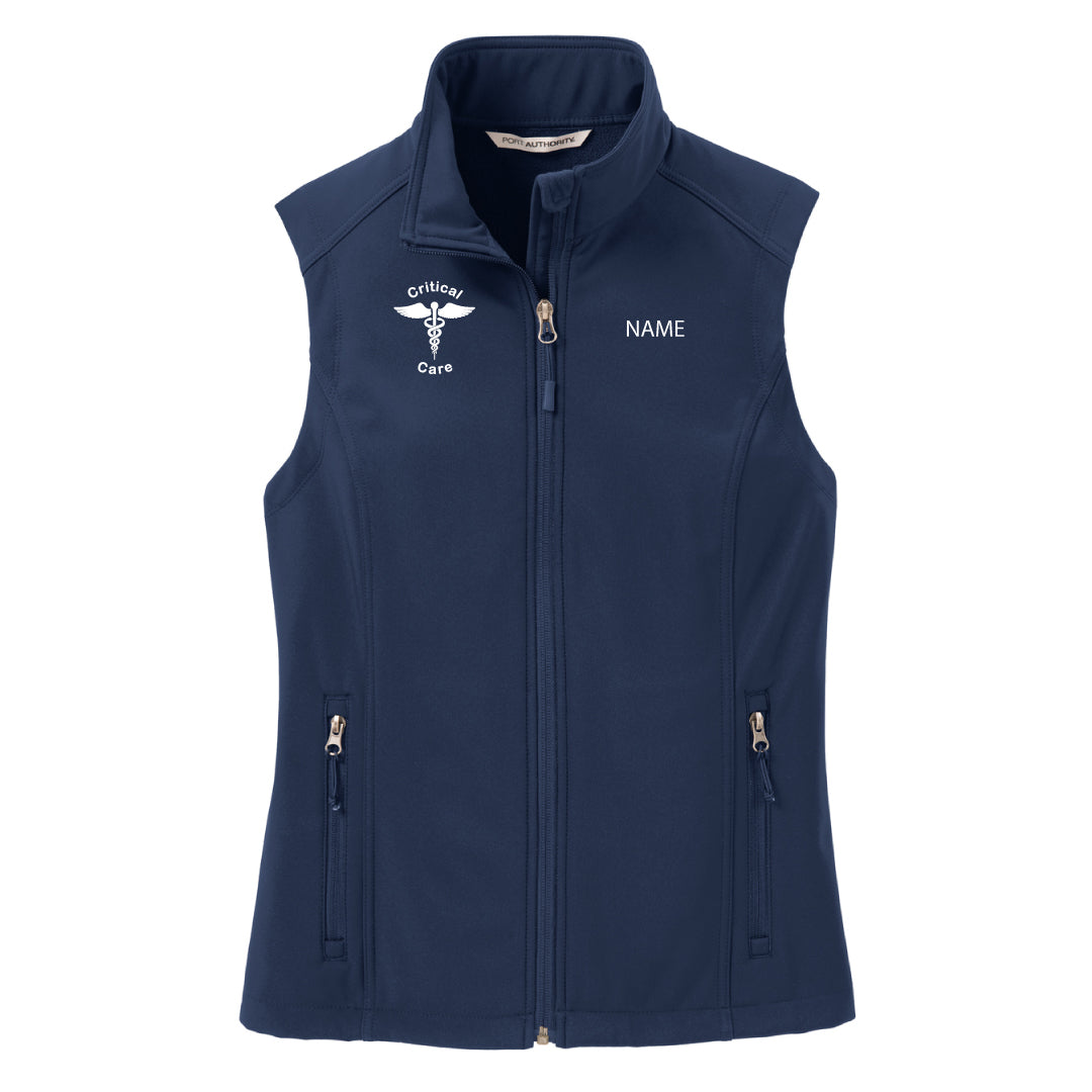 Danbury Hospital Critical Care Soft Shell Vest Logowear Danbury Hospital Critical Care Critical Care Navy Ladies XS