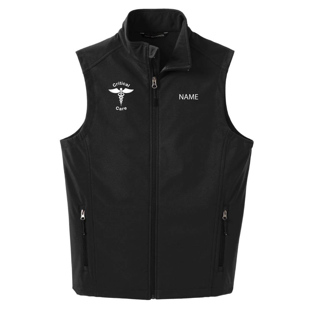 Danbury Hospital Critical Care Soft Shell Vest Logowear Danbury Hospital Critical Care Critical Care Black Mens XS