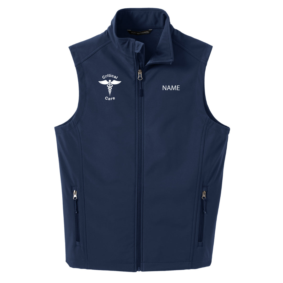 Danbury Hospital Critical Care Soft Shell Vest Logowear Danbury Hospital Critical Care Critical Care Navy Mens XS