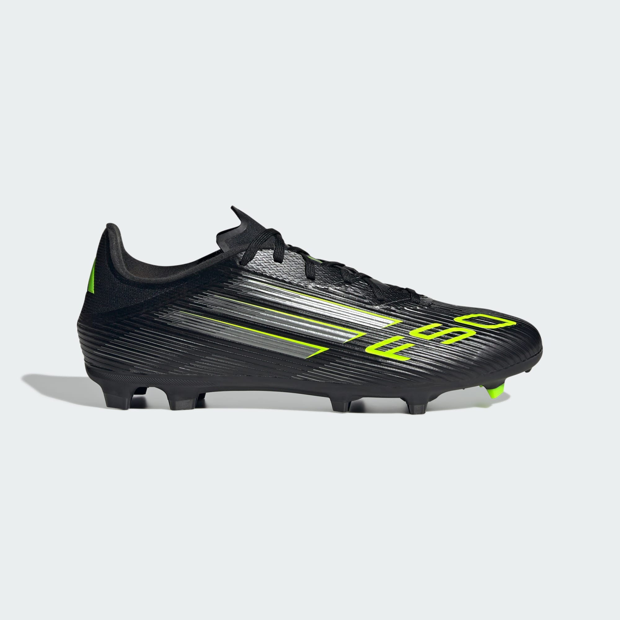 adidas F50 League FG/MG Soccer Cleats Footwear Adidas Core Black/Iron Metallic/Lucid Lemon-JI0007 6.5