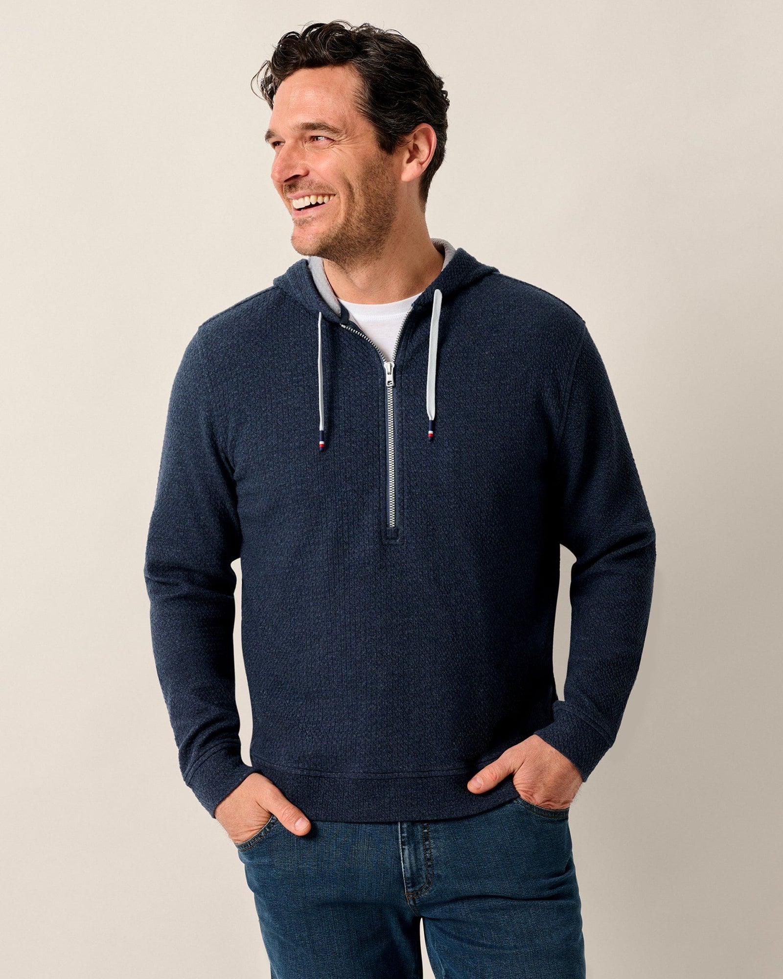 Johnnie-O Men's Zoeller Half Zip Hoodie Apparel Johnnie-O Indigo Small