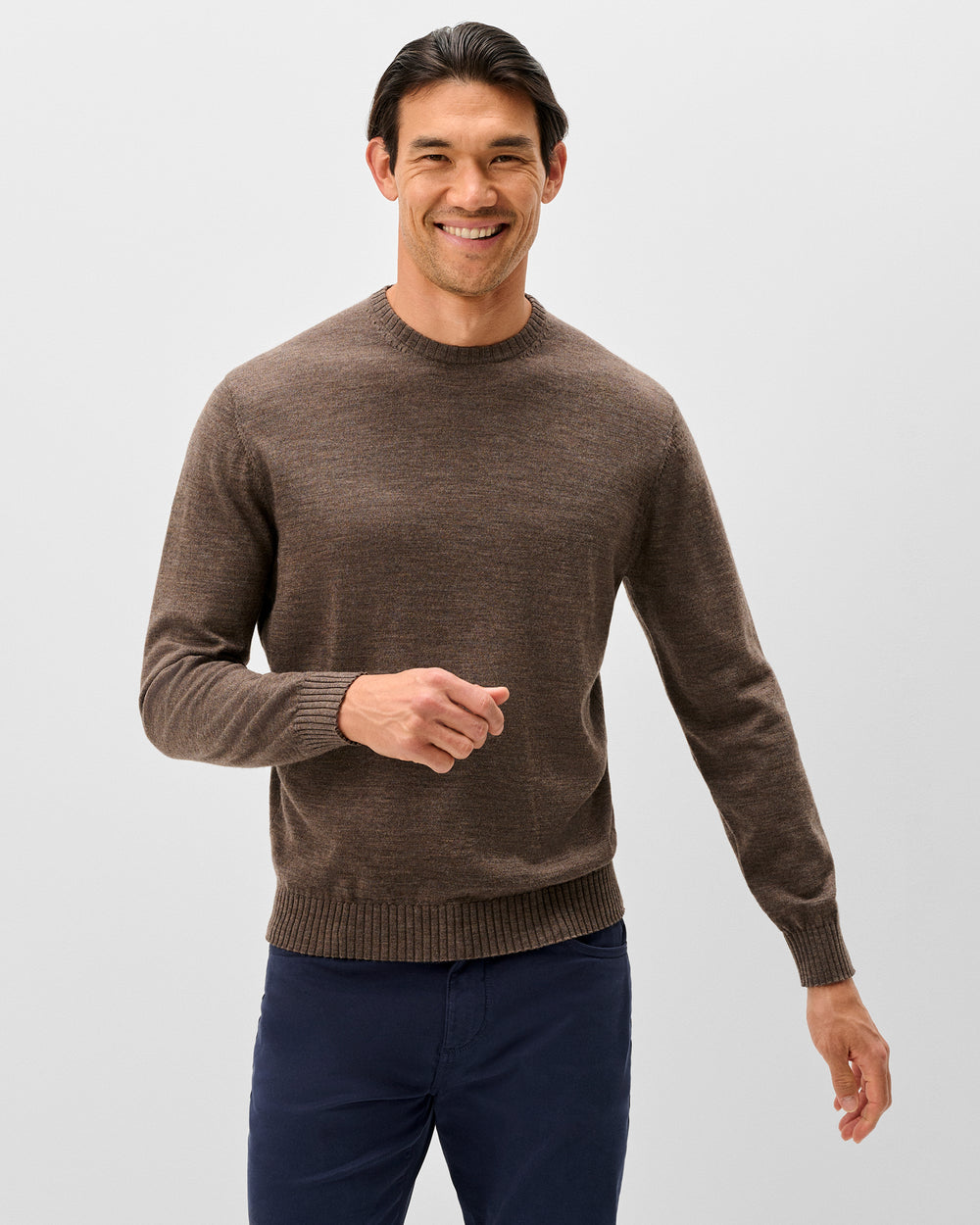 Johnnie-O Men's Ronald Merino Wool Crewneck Sweater Apparel Johnnie-O Mocha Small