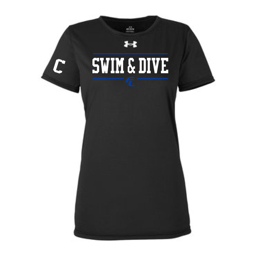 Ludlowe Girls Swim & Dive UA Short Sleeve Logowear Fairfield Ludlowe Girls Swim & Dive Black Ladies XS 