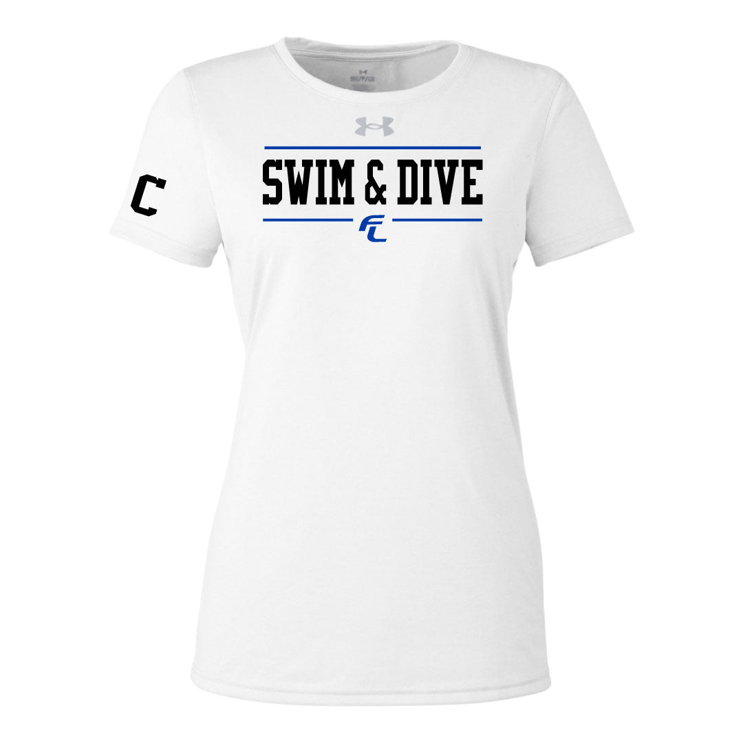 Ludlowe Girls Swim & Dive UA Short Sleeve Logowear Fairfield Ludlowe Girls Swim & Dive White Ladies XS 