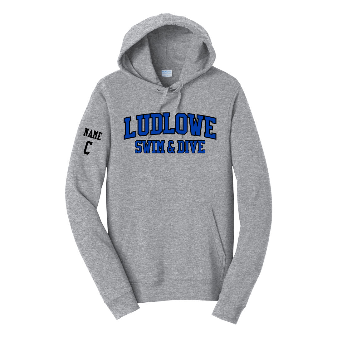 Ludlowe Girls Swim & Dive Hooded Sweatshirt Logowear Fairfield Ludlowe Girls Swim & Dive Grey Adult S