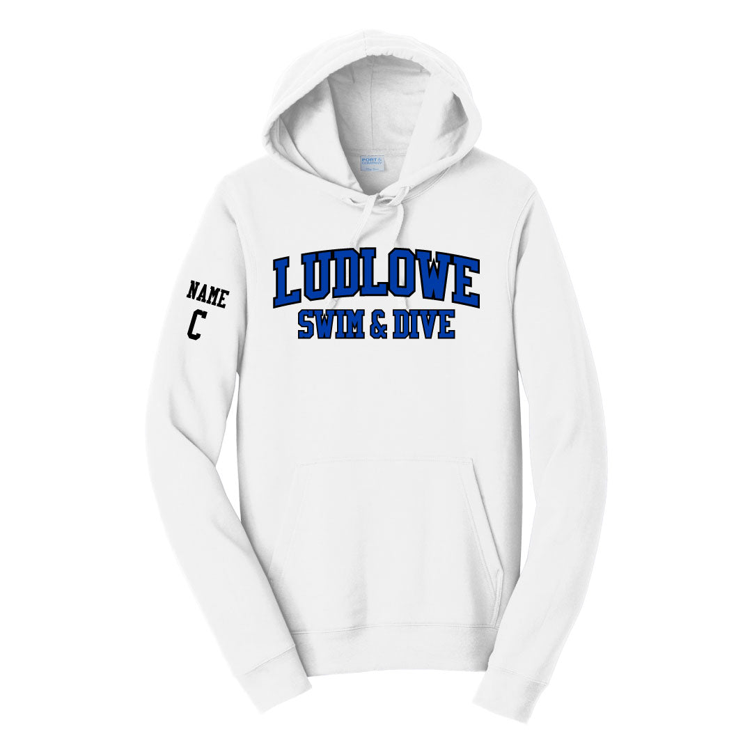 Ludlowe Girls Swim & Dive Hooded Sweatshirt Logowear Fairfield Ludlowe Girls Swim & Dive White Adult S