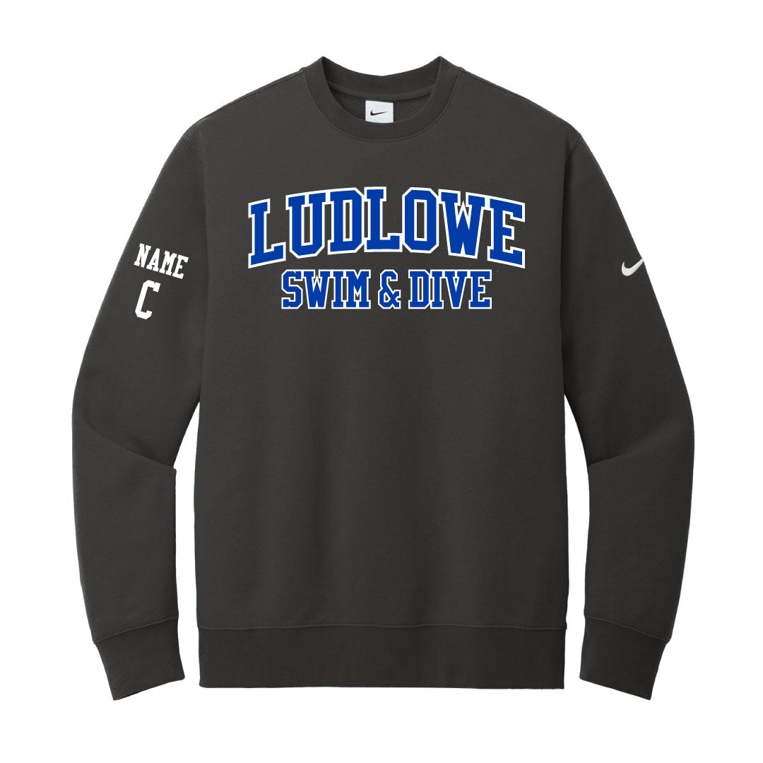 Ludlowe Girls Swim & Dive Nike Crewneck Sweatshirt Logowear Fairfield Ludlowe Girls Swim & Dive Anthracite Adult S