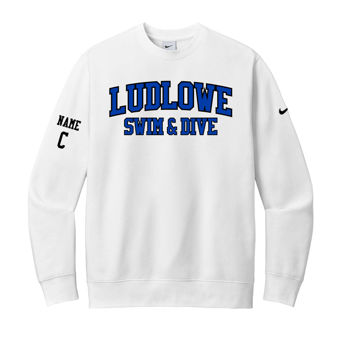 Ludlowe Girls Swim & Dive Nike Crewneck Sweatshirt Logowear Fairfield Ludlowe Girls Swim & Dive White Adult S