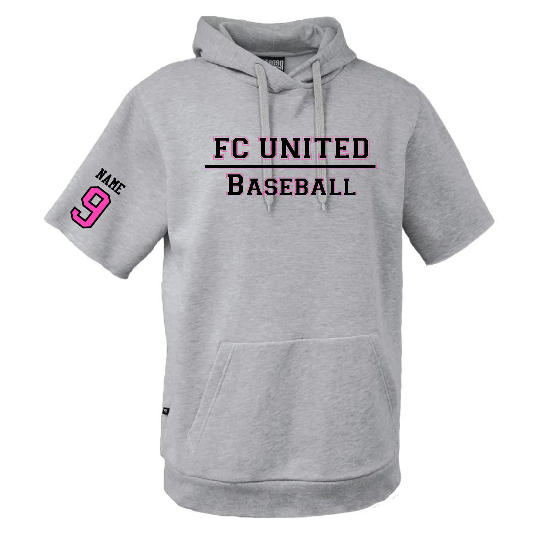 FCU Travel Baseball Fleece Short Sleeve Hoodie TEXT