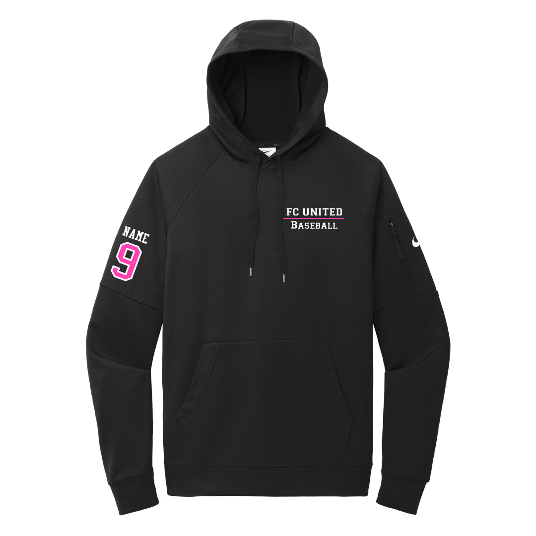 FCU Travel Baseball Nike Therma-FIT Pocket Pullover Fleece Hoodie-TEXT Logowear FCU Travel Baseball Black Adult XS
