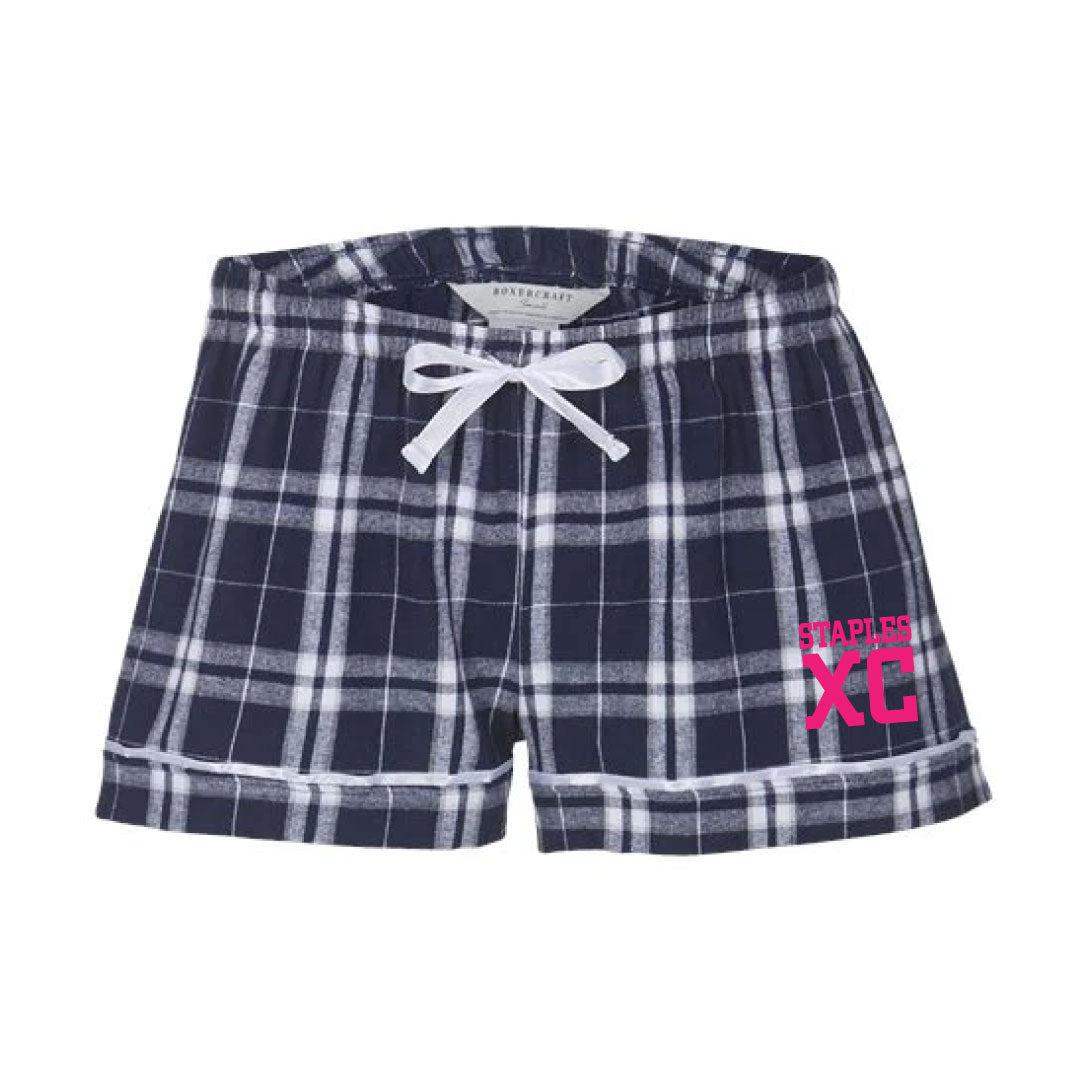Staples Girls XC Flannel Shorties Logowear Staples Girls Cross Country Pink Ladies XS