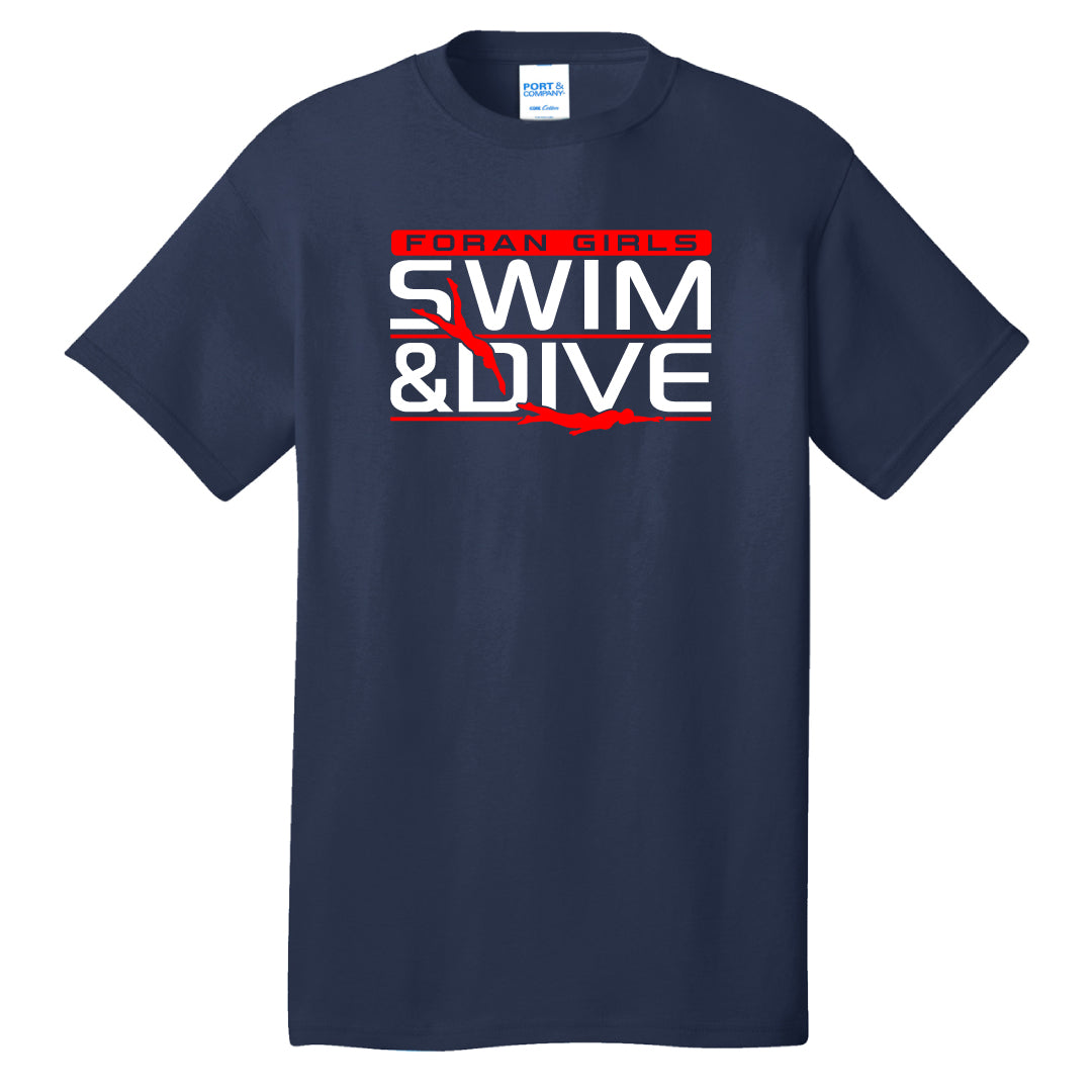 Foran Girls Swim Cotton Short Sleeve Logowear Foran Girls Swim Navy Adult S 