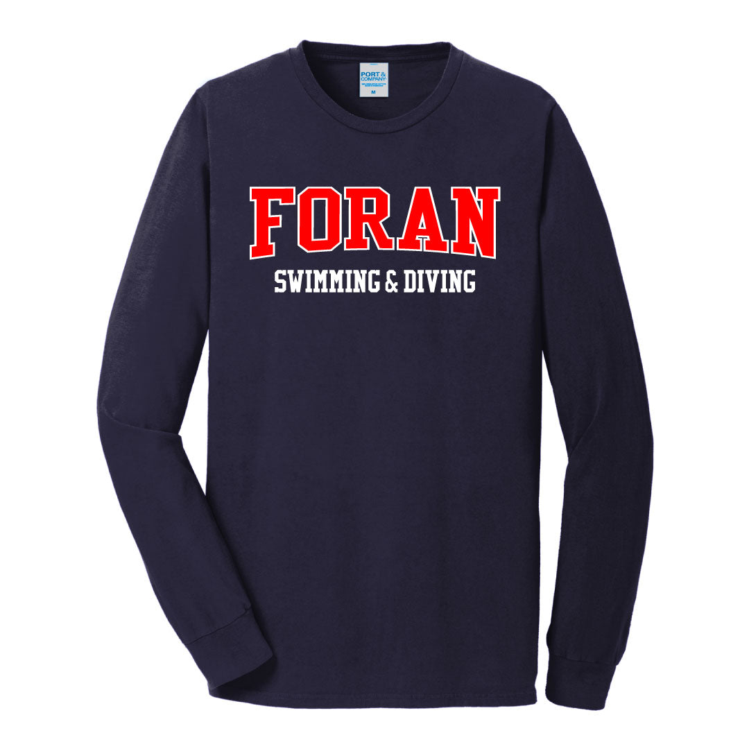 Foran Girls Swim & Dive Cotton Long Sleeve Logowear Foran Girls Swim Navy Adult S