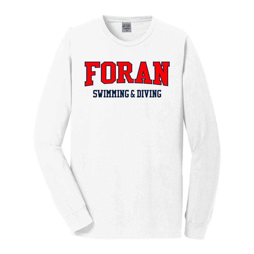 Foran Girls Swim & Dive Cotton Long Sleeve Logowear Foran Girls Swim White Adult S