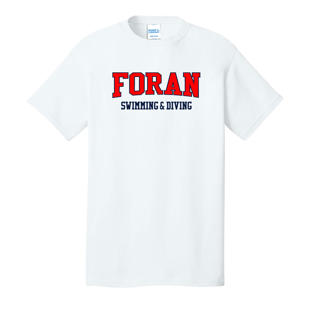 Foran Girls Swim & Dive Cotton Short Sleeve Logowear Foran Girls Swim White Adult S