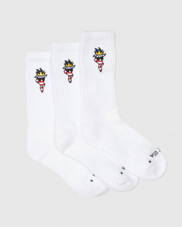 Goat USA Freedom Socks 6 Pack Crew Apparel Goat USA White Youth