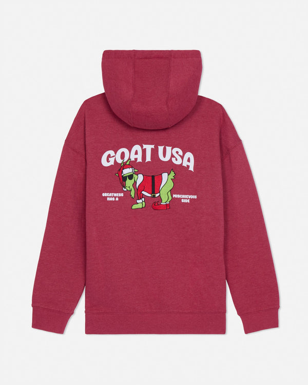 Goat USA Youth Naughty Santa Hooded Sweatshirt Apparel Goat USA Cardinal Heather Youth XSmall