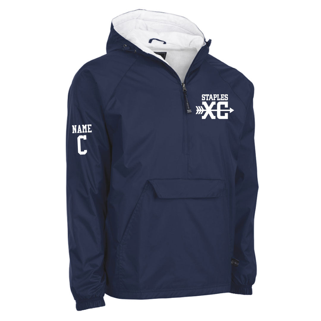 Staples Girls XC Hooded 1/2 Zip Wind Jacket Logowear Staples Girls Cross Country Navy Adult S