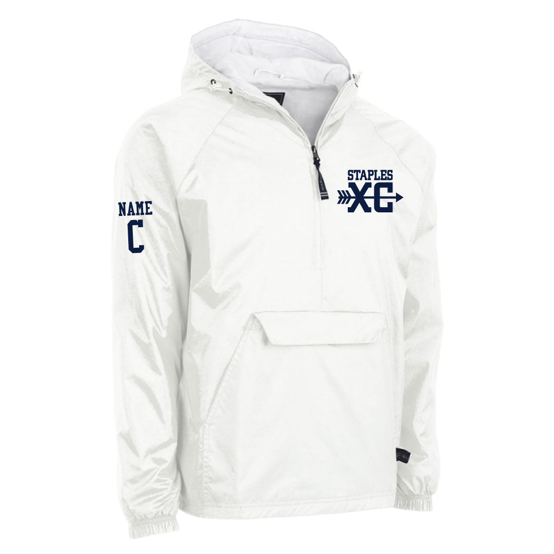 Staples Girls XC Hooded 1/2 Zip Wind Jacket Logowear Staples Girls Cross Country White Adult S