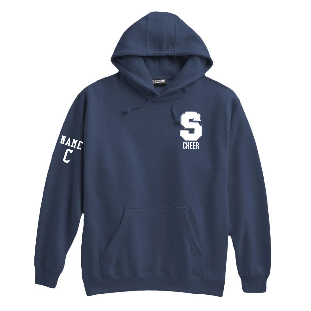Staples Cheer Hooded Sweatshirt Logowear Staples Cheerleading Navy White Embroidery Adult XS