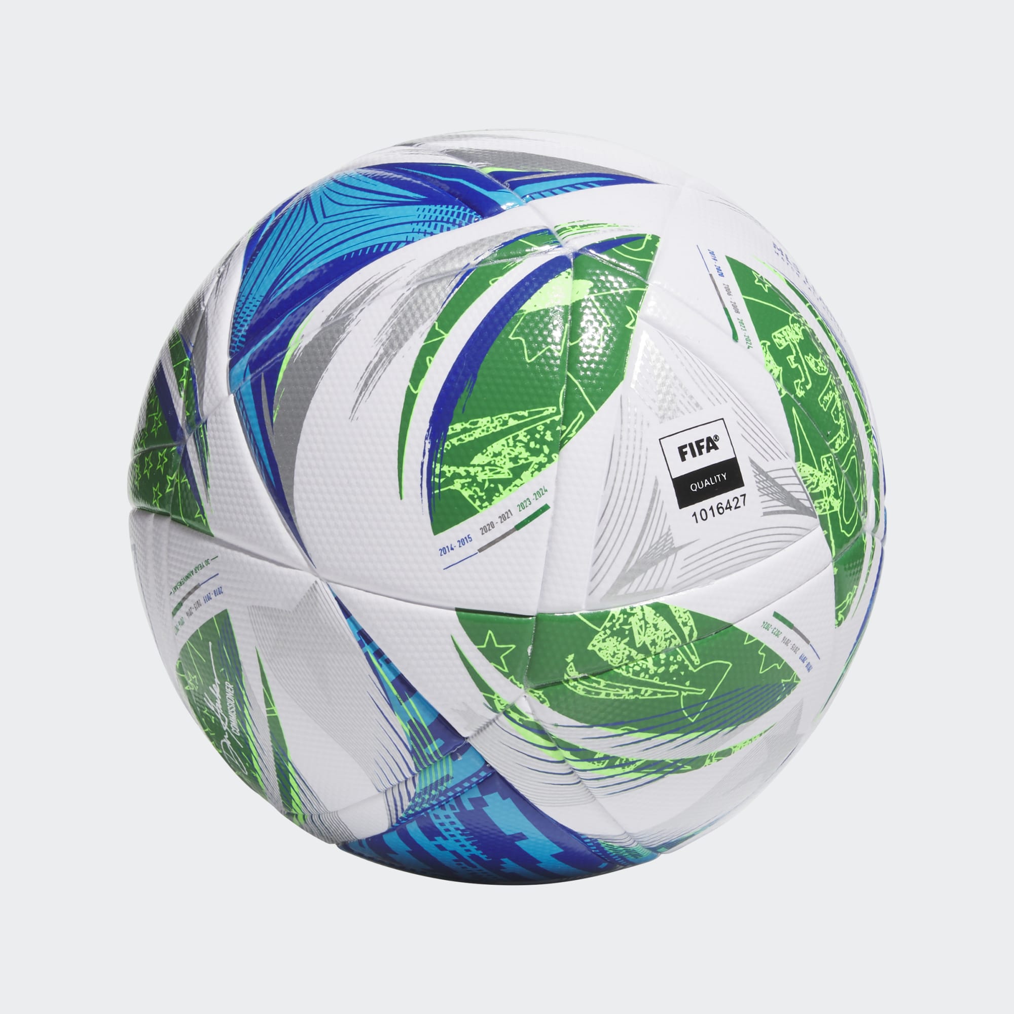 adidas MLS League NFHS Soccer Ball Equipment Adidas White/Green/Glow Blue-JH1302 4