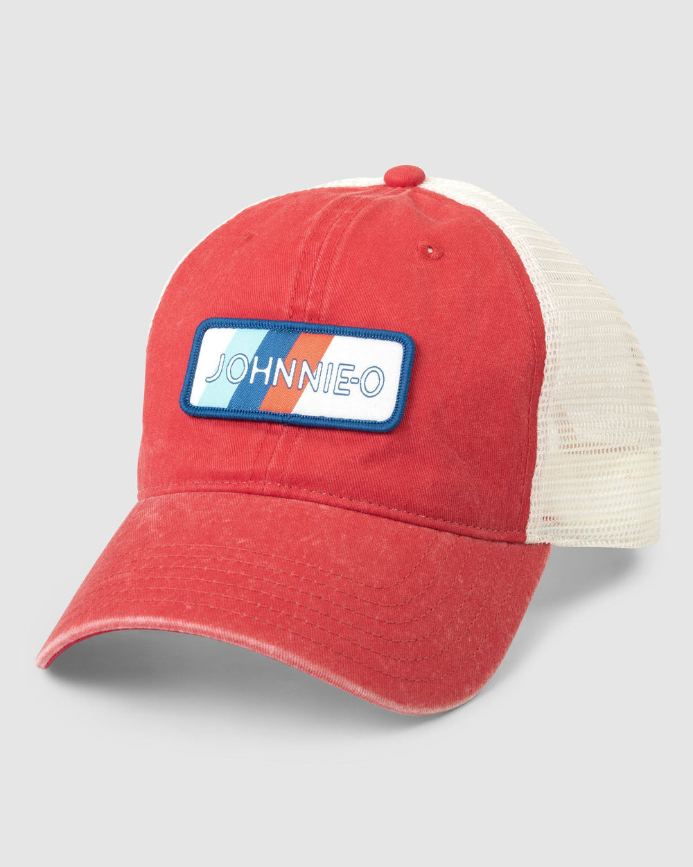 Johnnie-O Red Blue Patch Trucker Hat Accessories Johnnie-O Red/Blue  