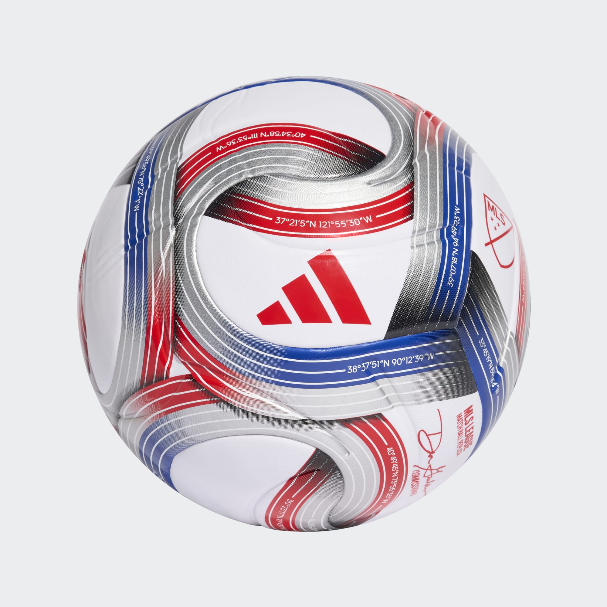 adidas MLS League NFHS Soccer Ball Equipment Adidas White/Royal Blue/Red/Silver Metallic-JW1319 4