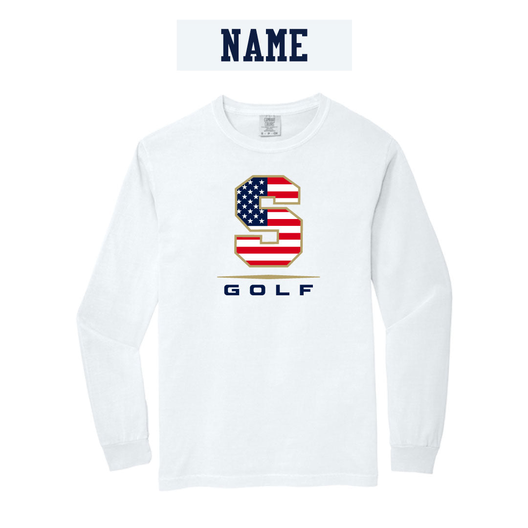 Staples Boys Golf Comfort Color Long Sleeve Logowear Staples Boys Golf White Adult S