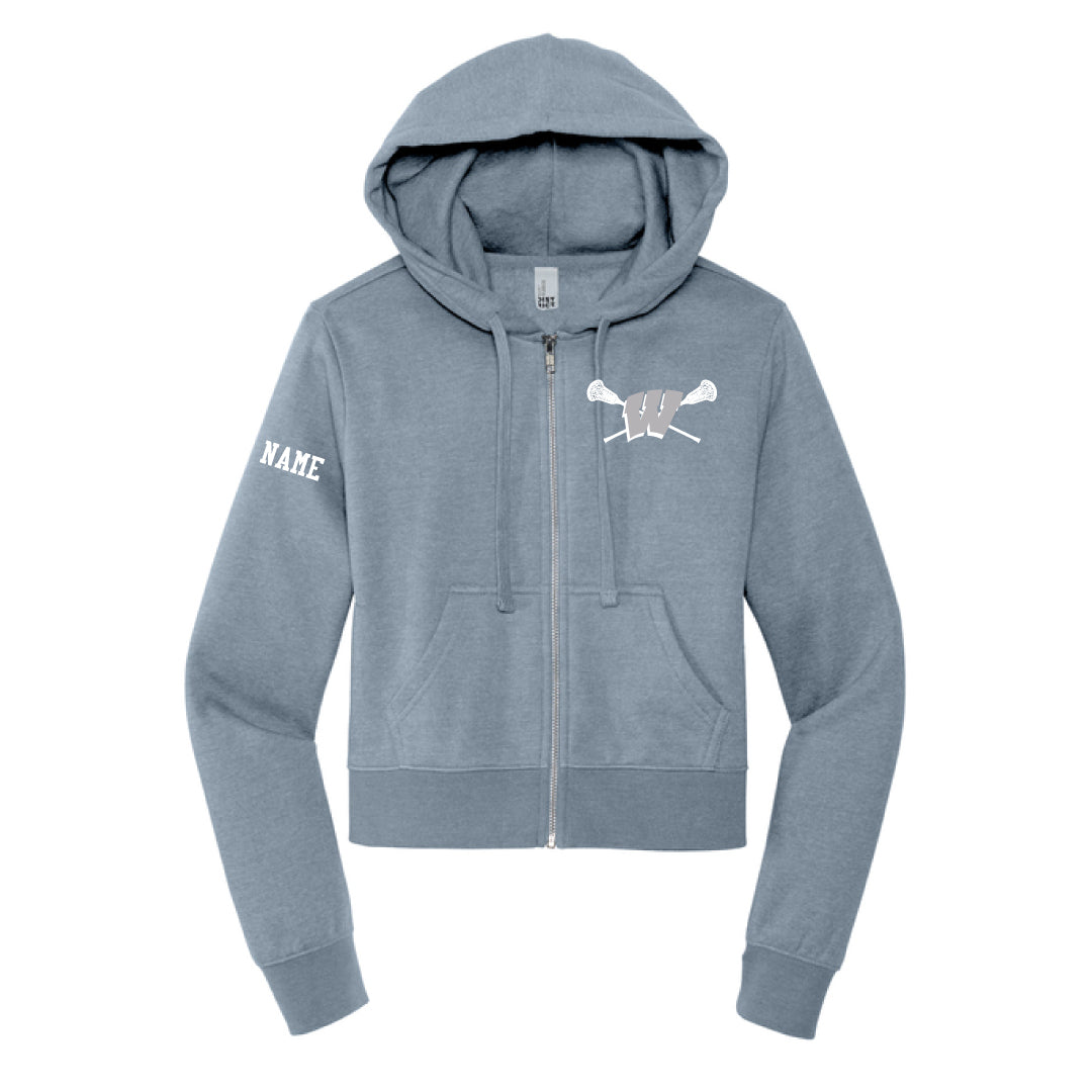 Westport PAL Girls Lacrosse Ladies Fleece Hoodie (Modest Crop) Logowear Westport PAL Girls Lacrosse Flint Blue Ladies XS