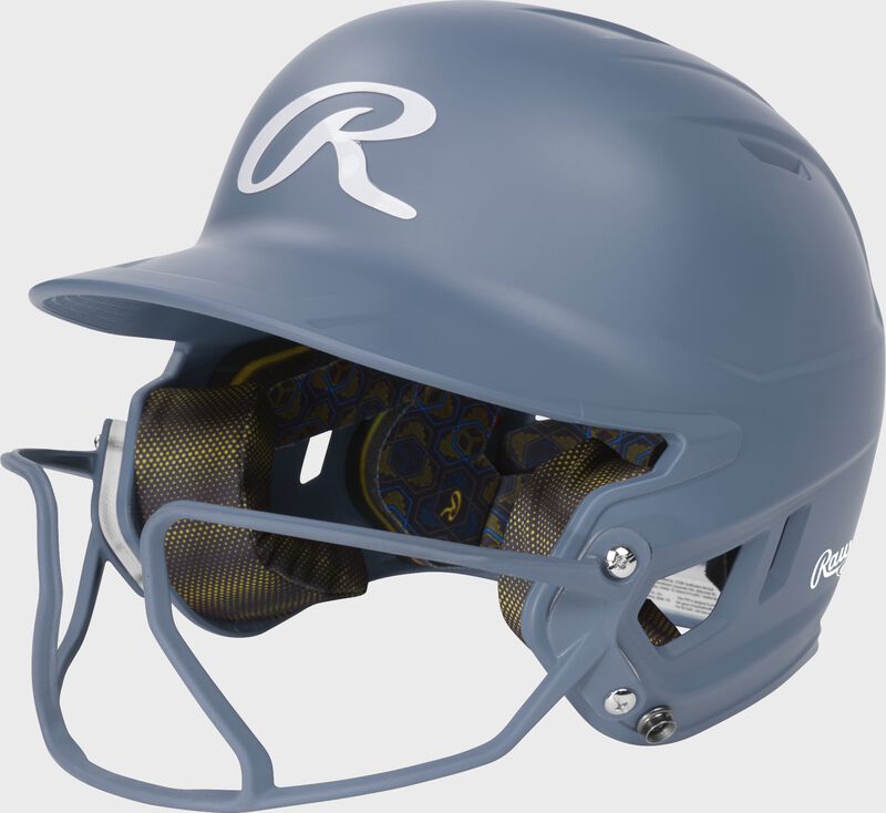 Rawlings Mach Hi-VIZ Batting Helmet w/ Viz Softball Facemask Equipment Rawlings/Easton Carolina Blue Junior