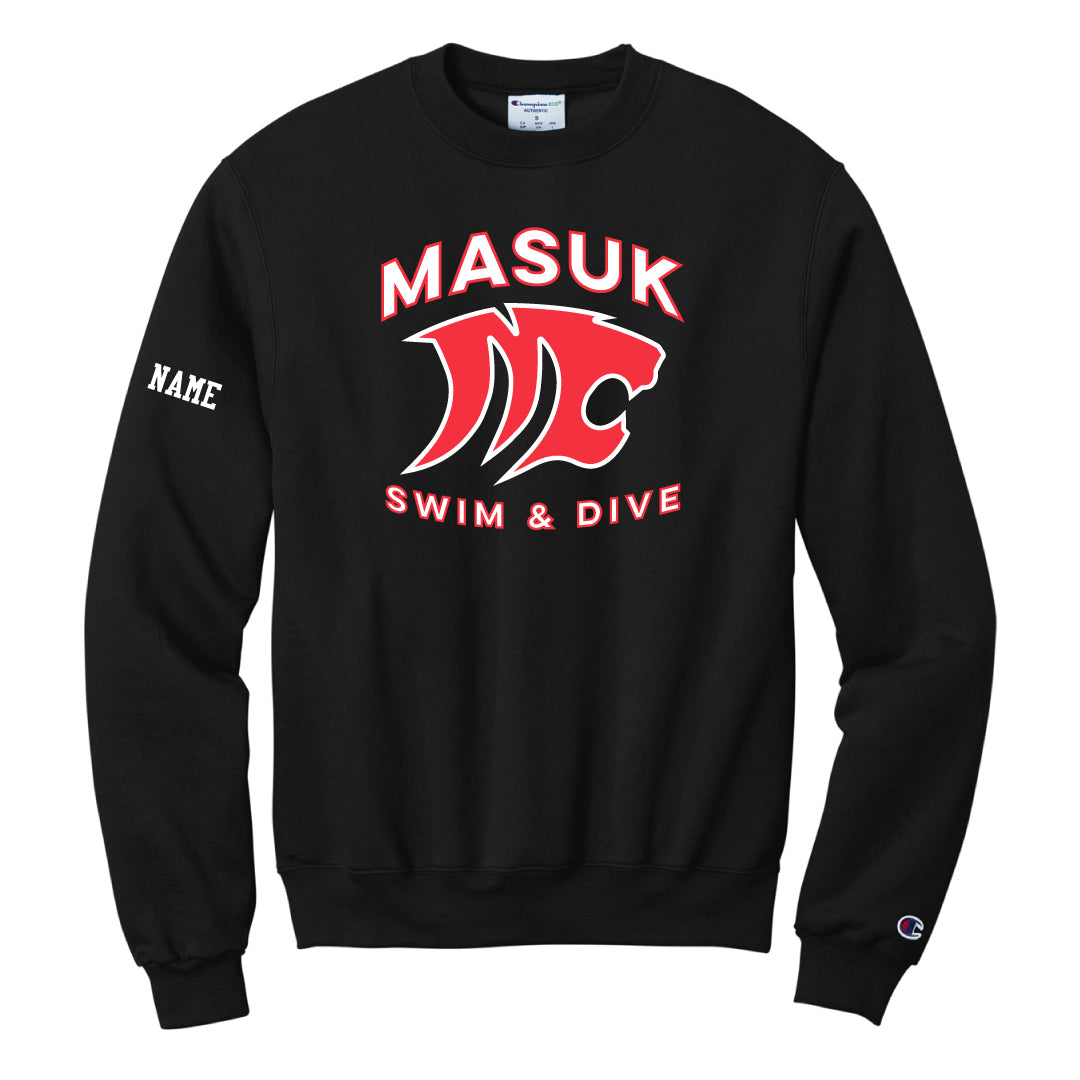 Masuk Girls Swim & Dive Champion Crewneck Sweatshirt Logowear Masuk Girls Swim & Dive Black Adult S