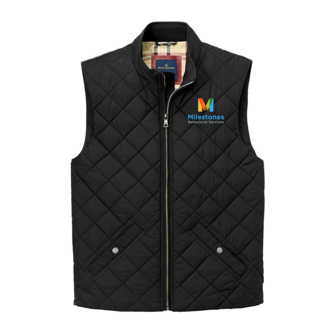 Milestones Brooks Brothers® Quilted Vest Logowear Milestones Behavioral Services Black Ladies S
